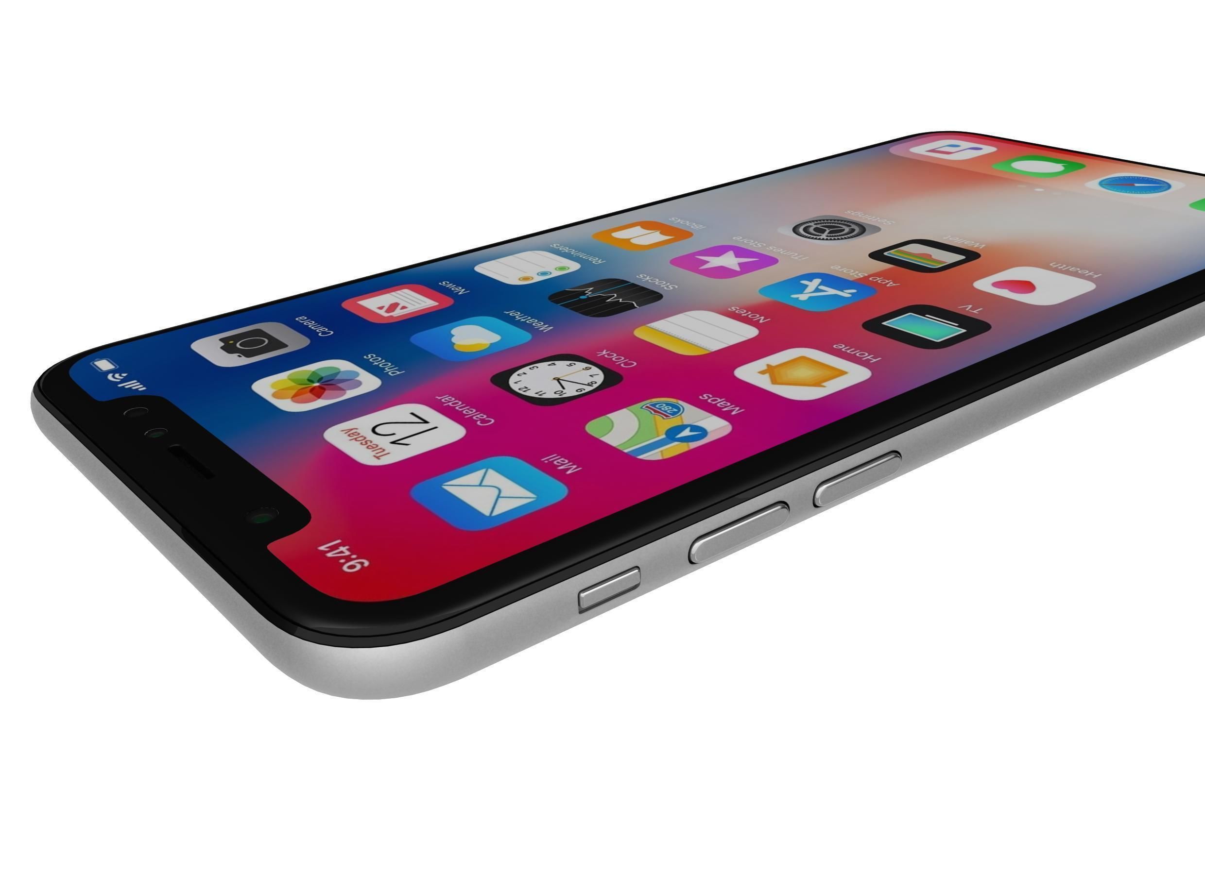 Apple iPhone X Silver 3D model_6