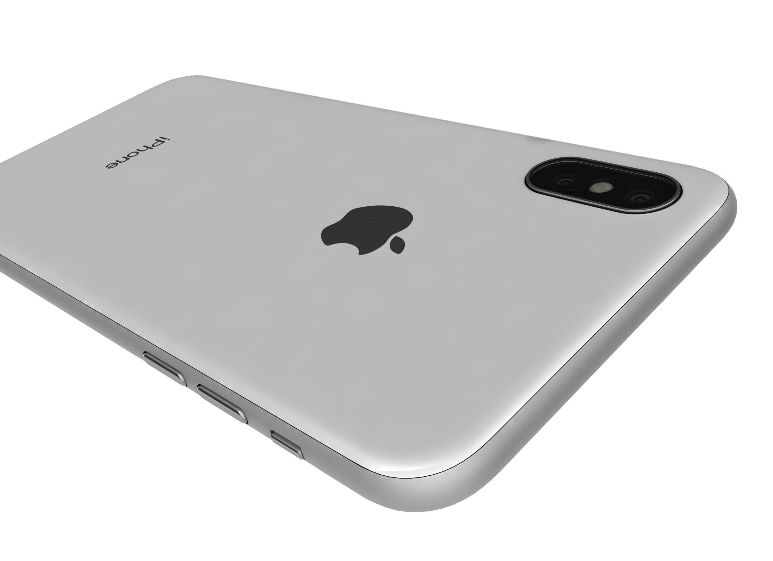 Apple iPhone X Silver 3D model_8