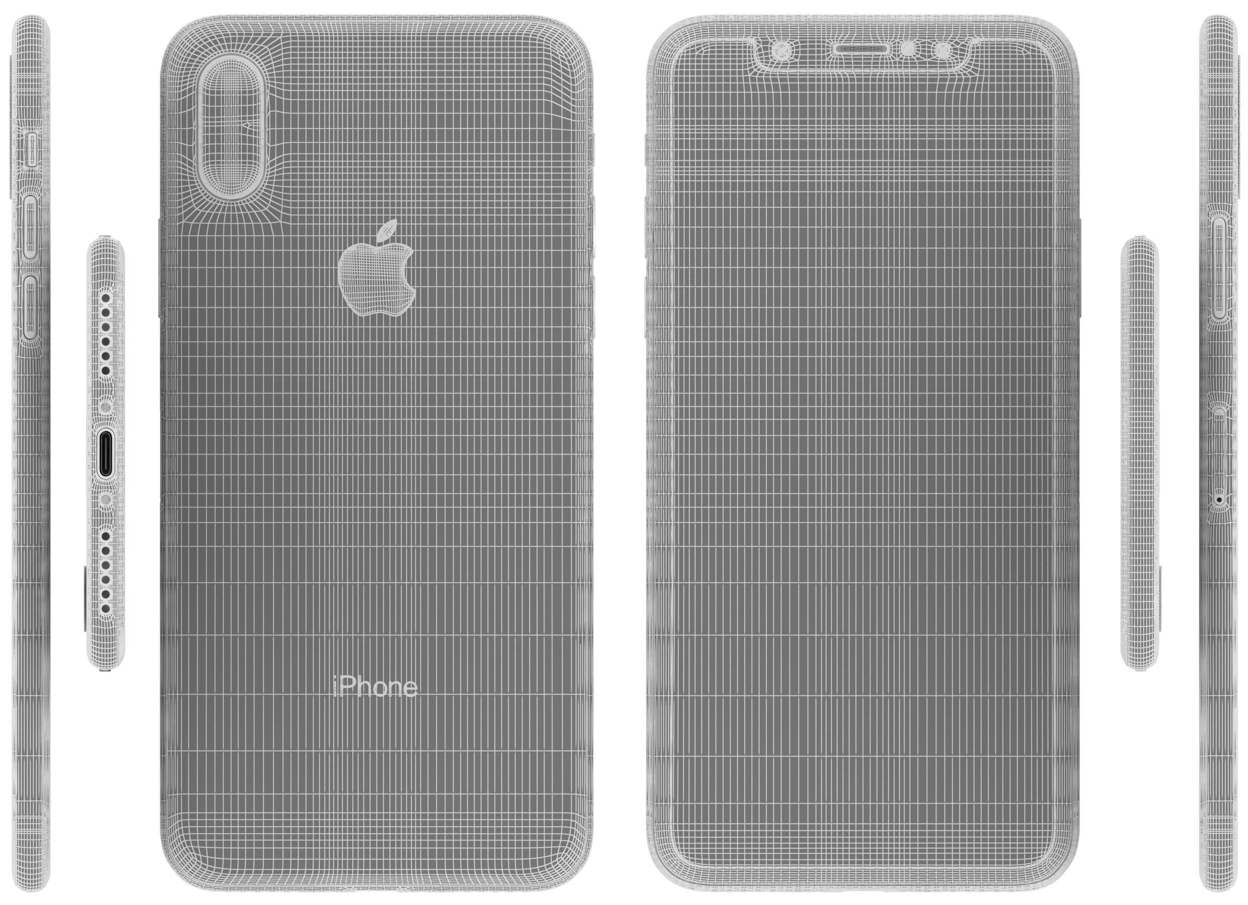 Apple iPhone X Silver 3D model_11