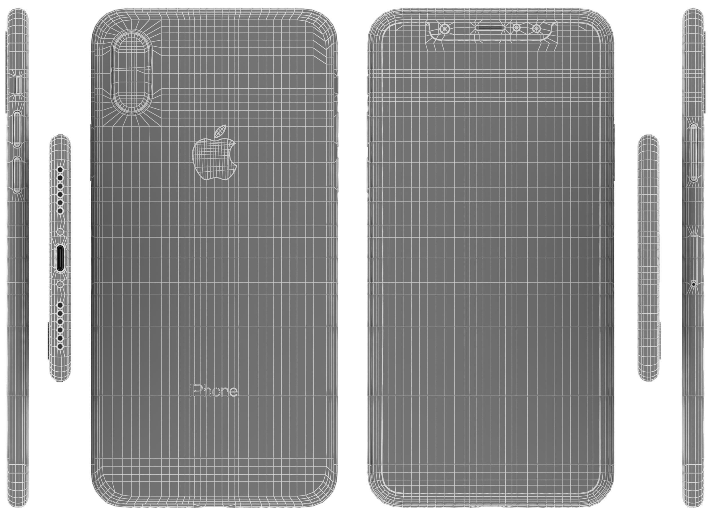 Apple iPhone X Silver 3D model_10