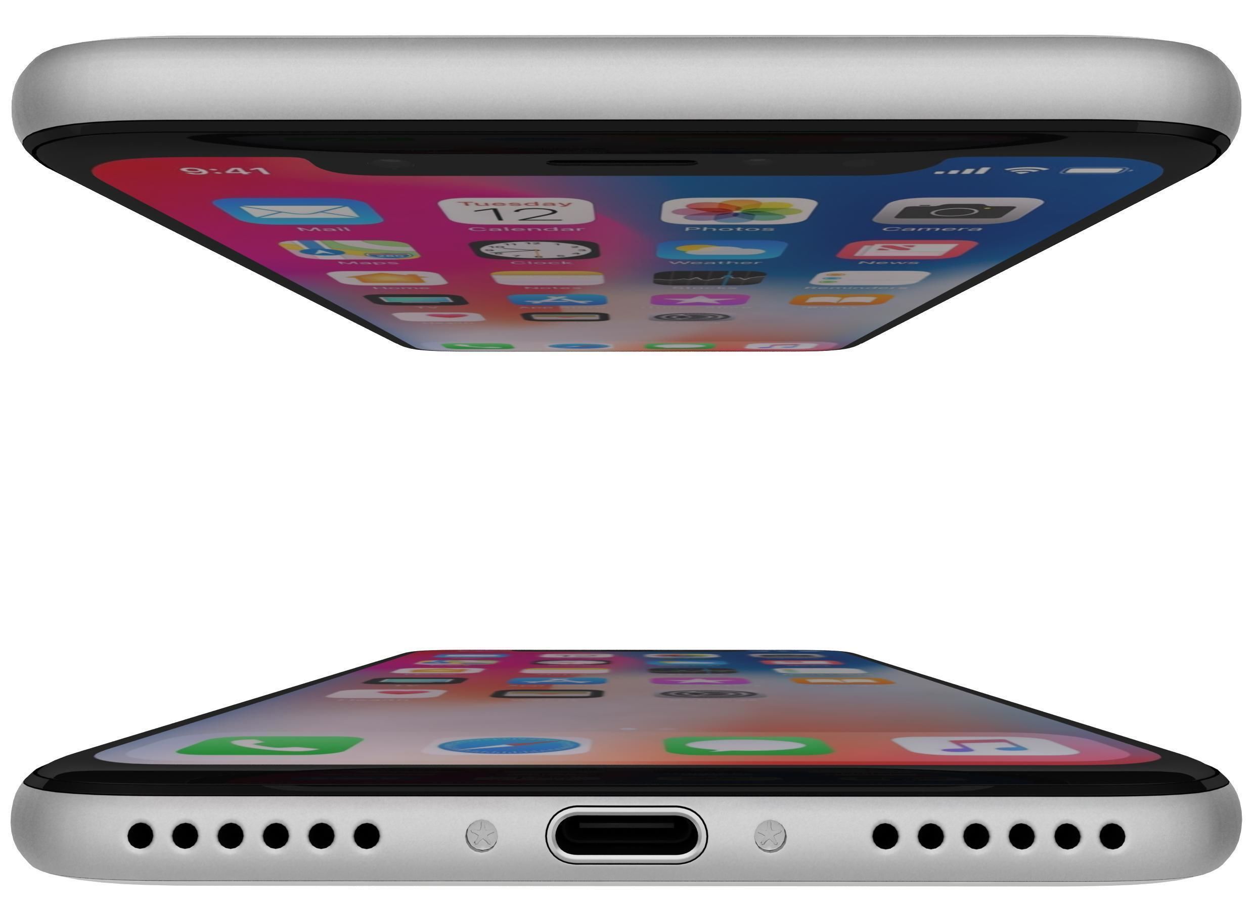 Apple iPhone X Silver 3D model_3