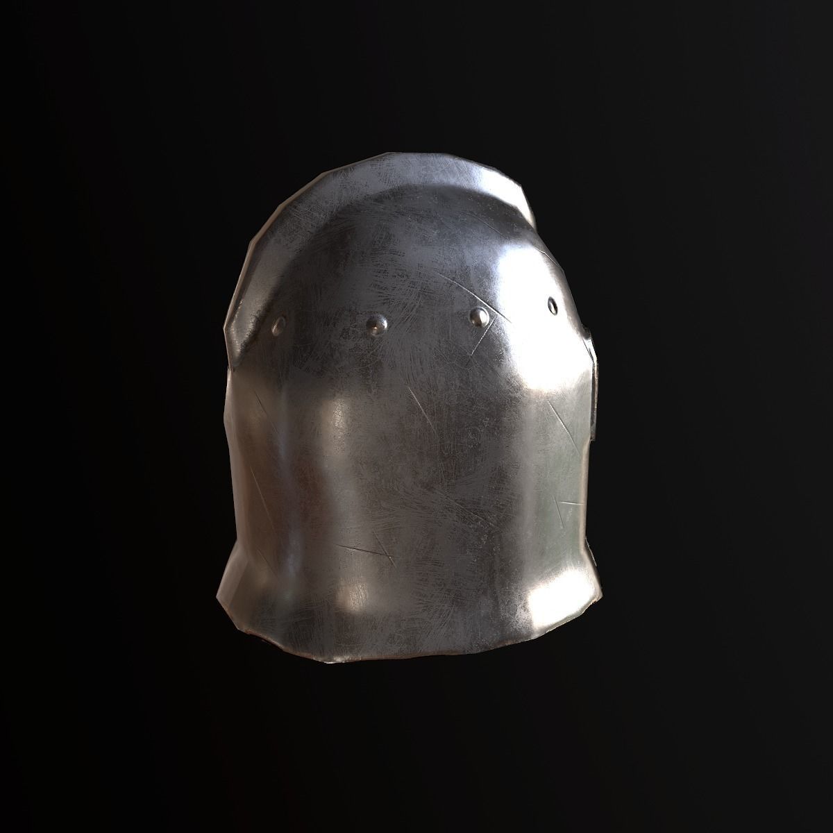 Medieval Steel Helmet - PBR Game Ready Low-poly 3D model_4