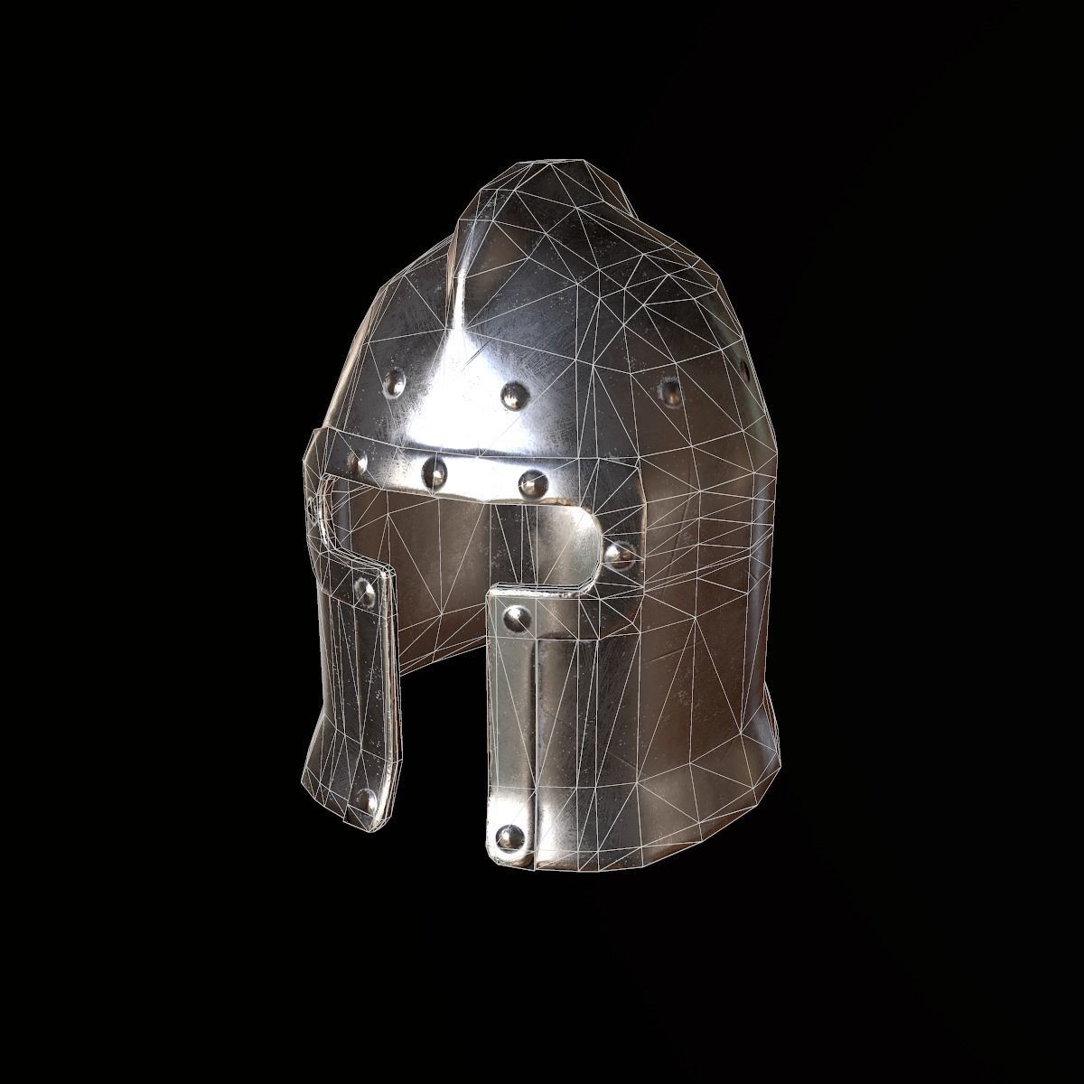 Medieval Steel Helmet - PBR Game Ready Low-poly 3D model_6