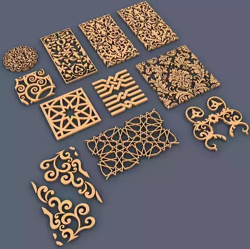 Ornaments decorative wood carvings - decorative wood carvings 3D model