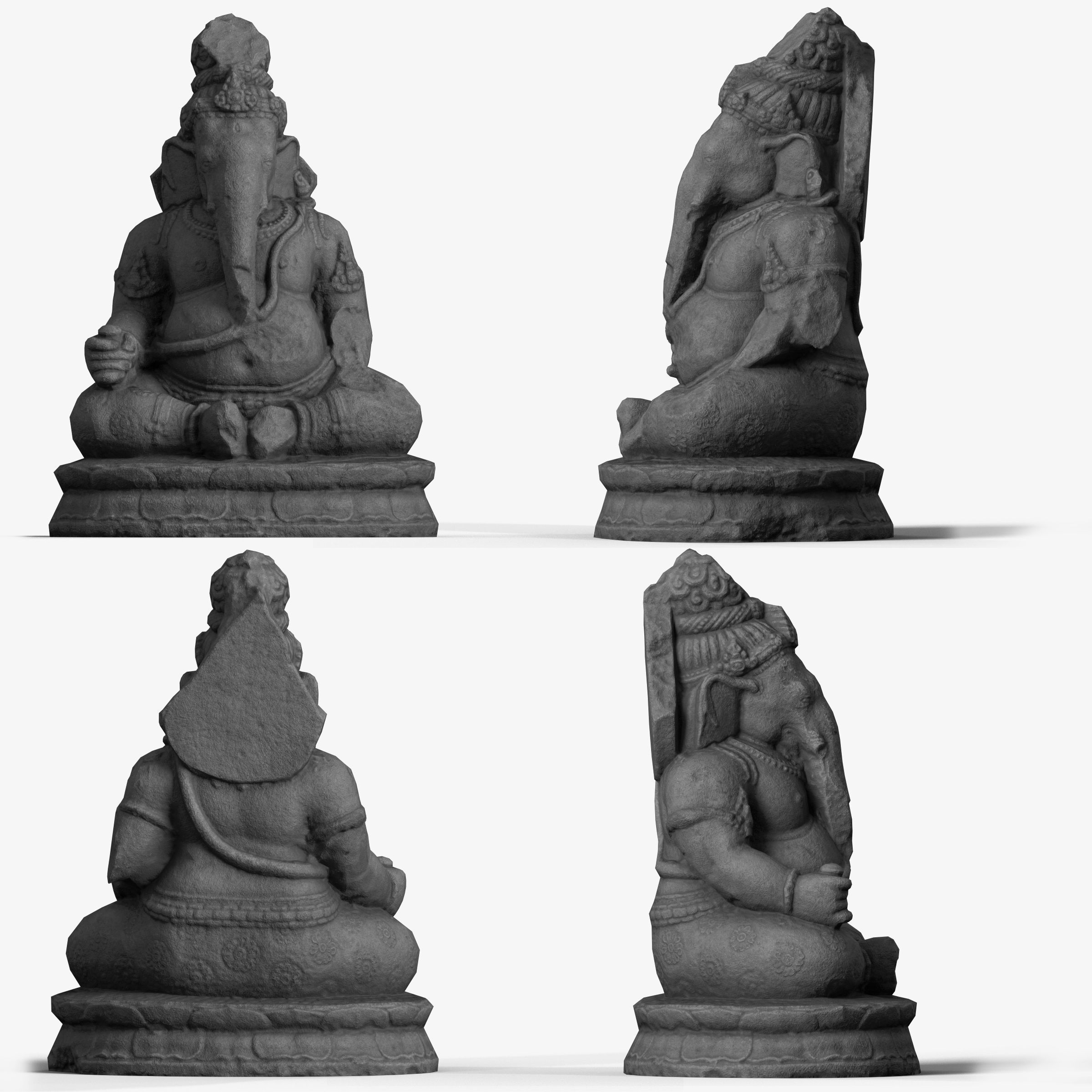 Low Poly PBR Ganesha Statue Low-poly 3D model_4