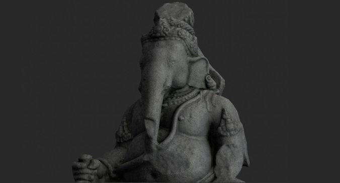 Low Poly PBR Ganesha Statue Low-poly 3D model