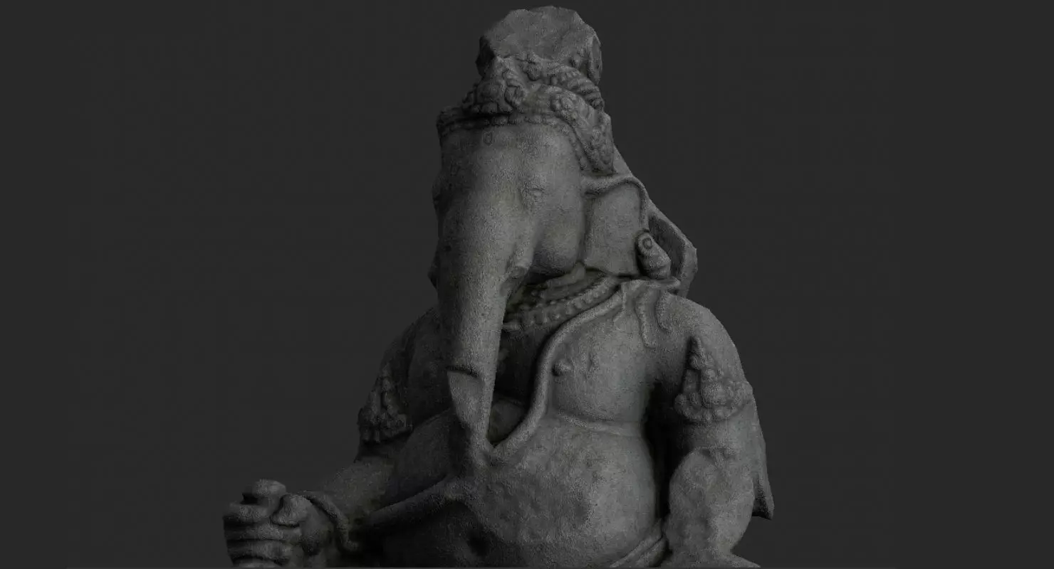 Low Poly PBR Ganesha Statue Low-poly 3D model_0