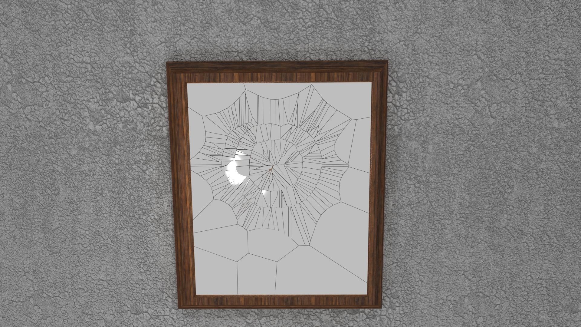 broken mirror Low-poly 3D model_0