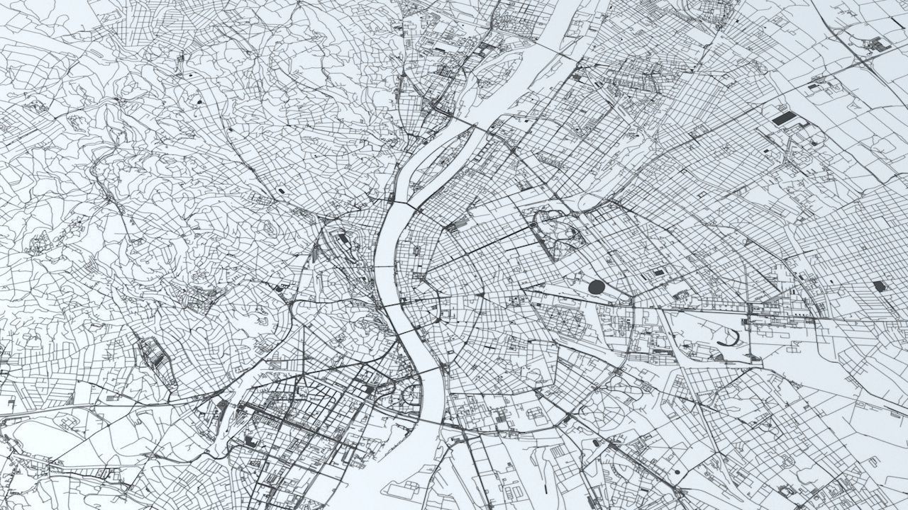Budapest Road Network and Streets 3D model_2