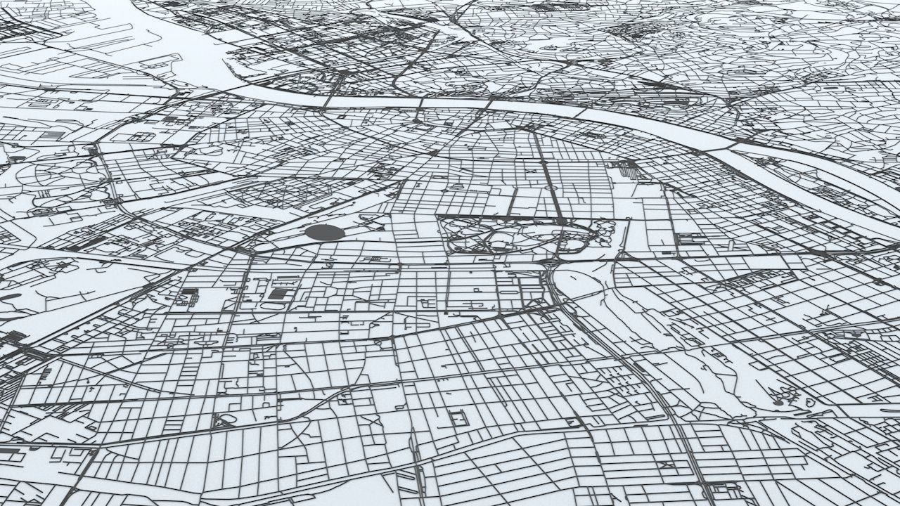 Budapest Road Network and Streets 3D model_4