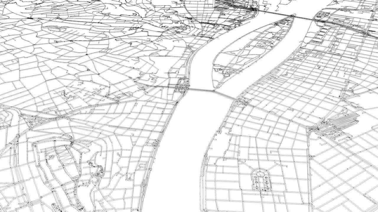 Budapest Road Network and Streets 3D model_10
