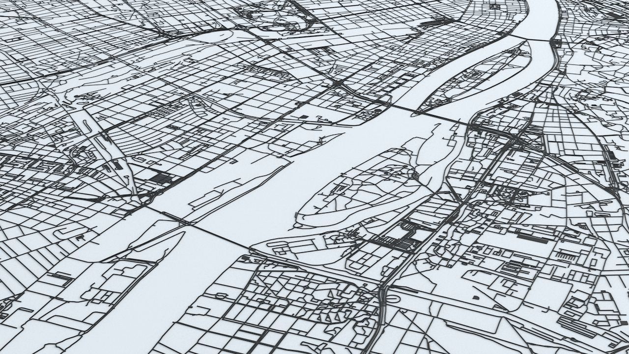 Budapest Road Network and Streets 3D model_5