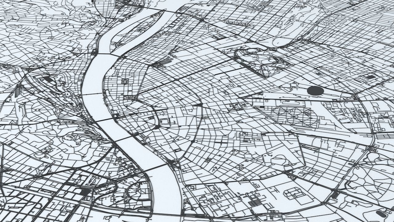 Budapest Road Network and Streets 3D model_3