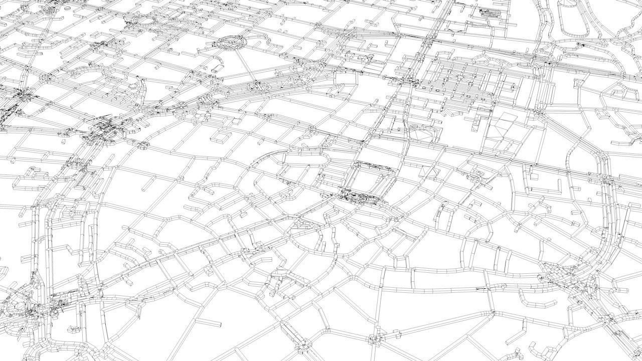 Munich Road Network and Streets 3D model_11