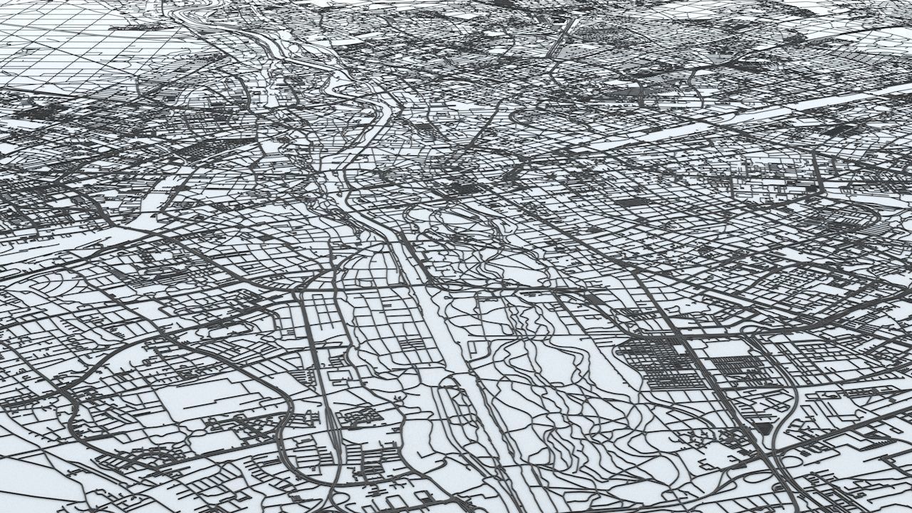 Munich Road Network and Streets 3D model_6