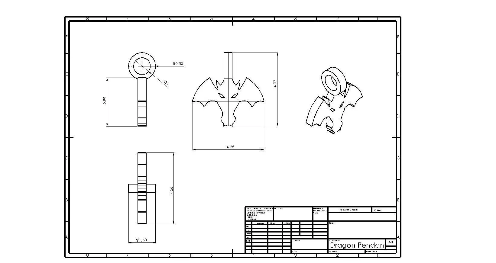 Dragon Pendant  3D print model_0