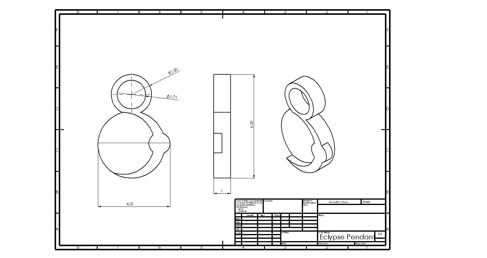 Eclypse Pendant  3D print model_0