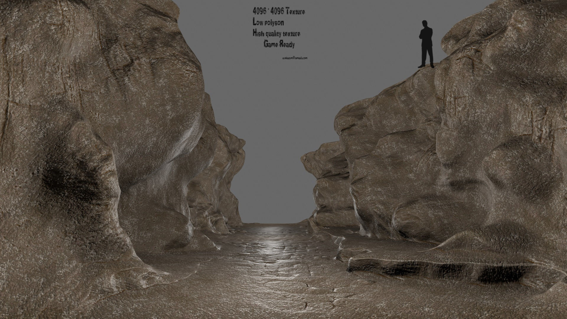 canyon 1 man on edge of cliff Low-poly 3D model_1