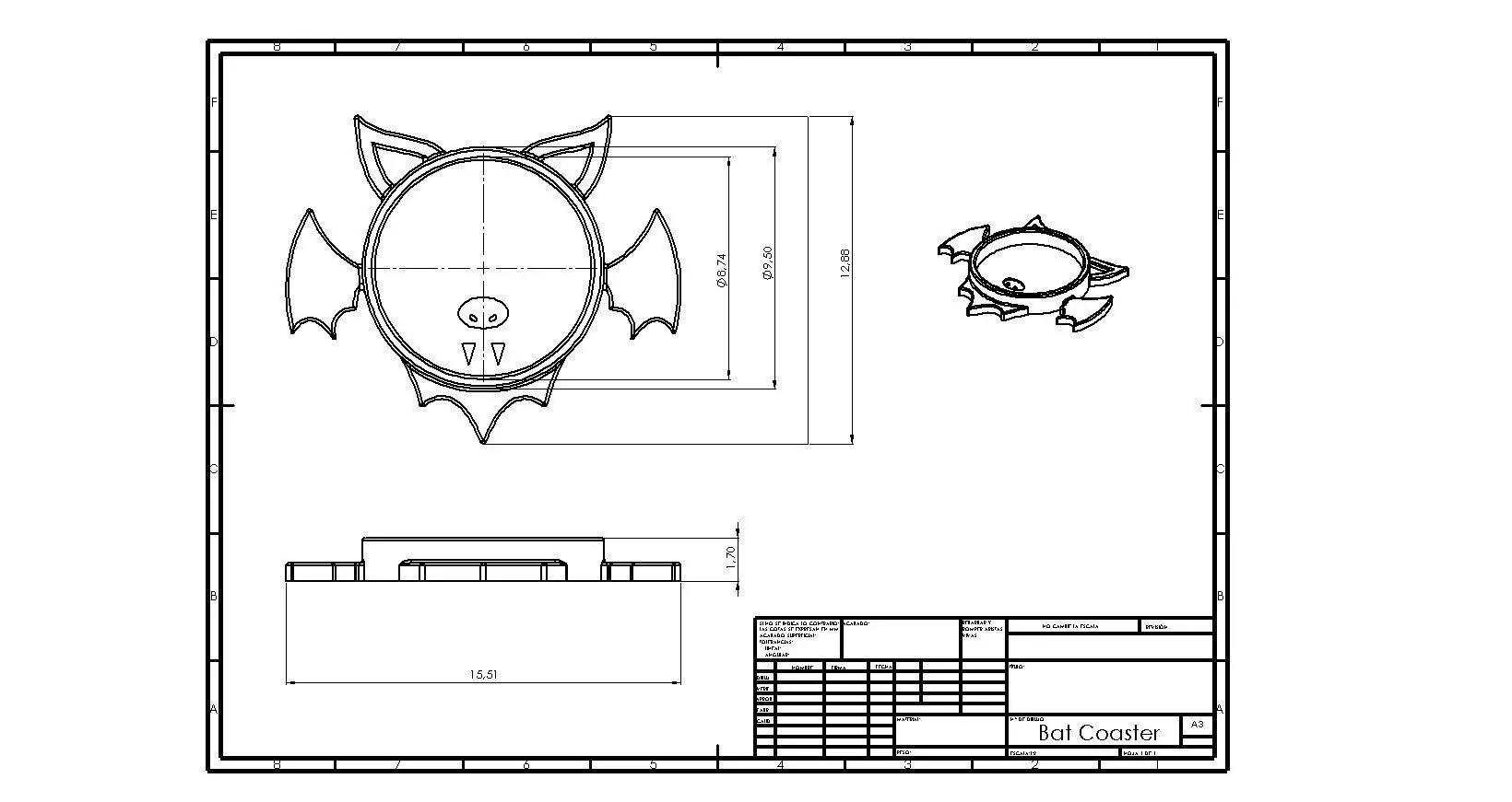 Bat Coaster  3D print model_0