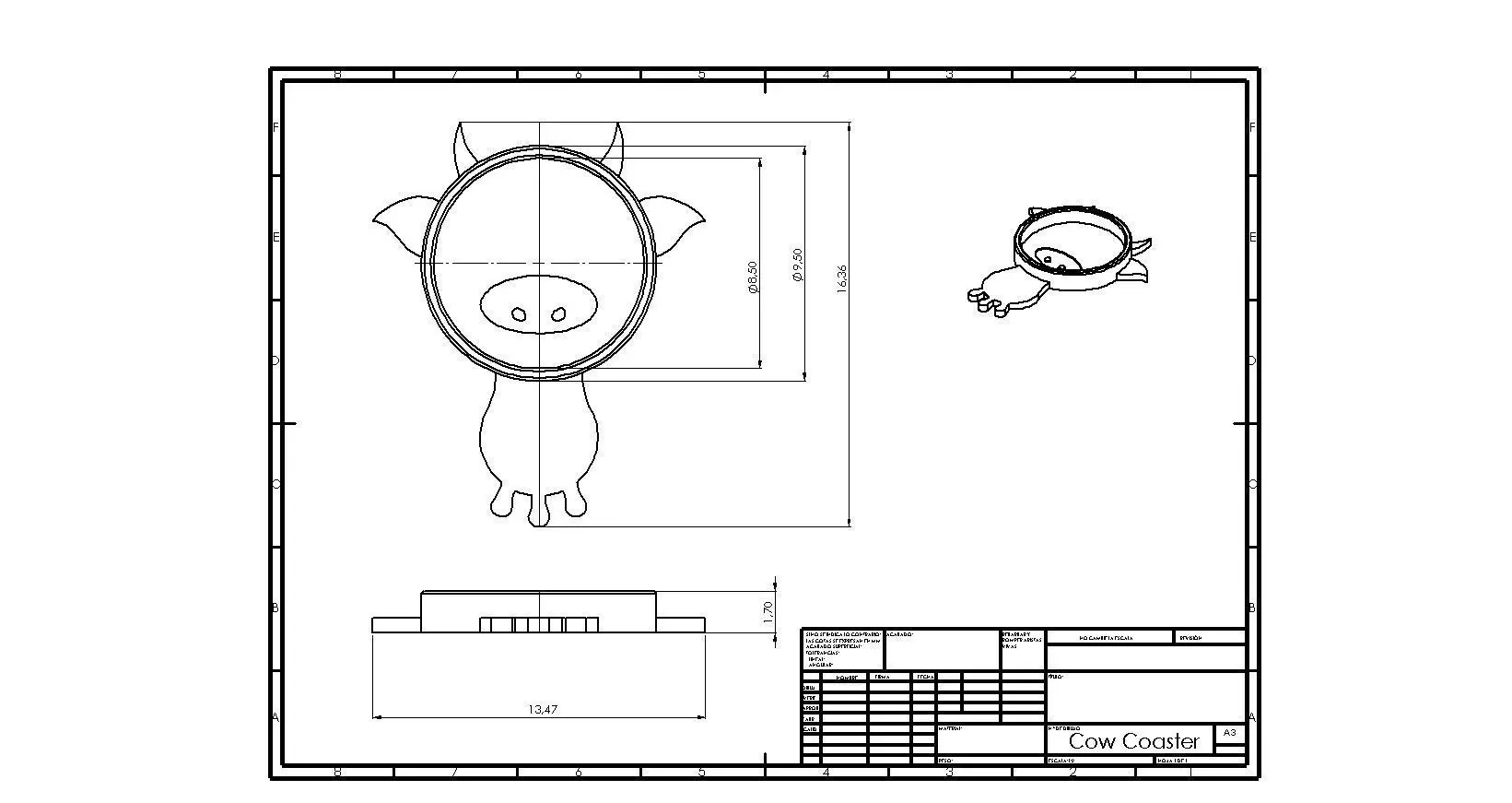 Cow Coaster  3D print model_0