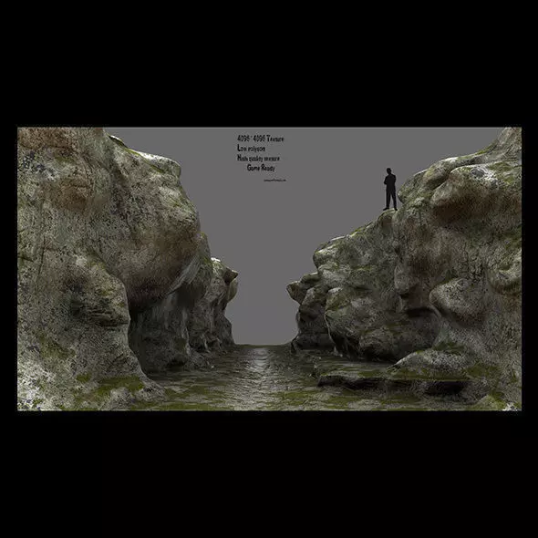 canyon 2 man on edge of cliff Low-poly 3D model_0