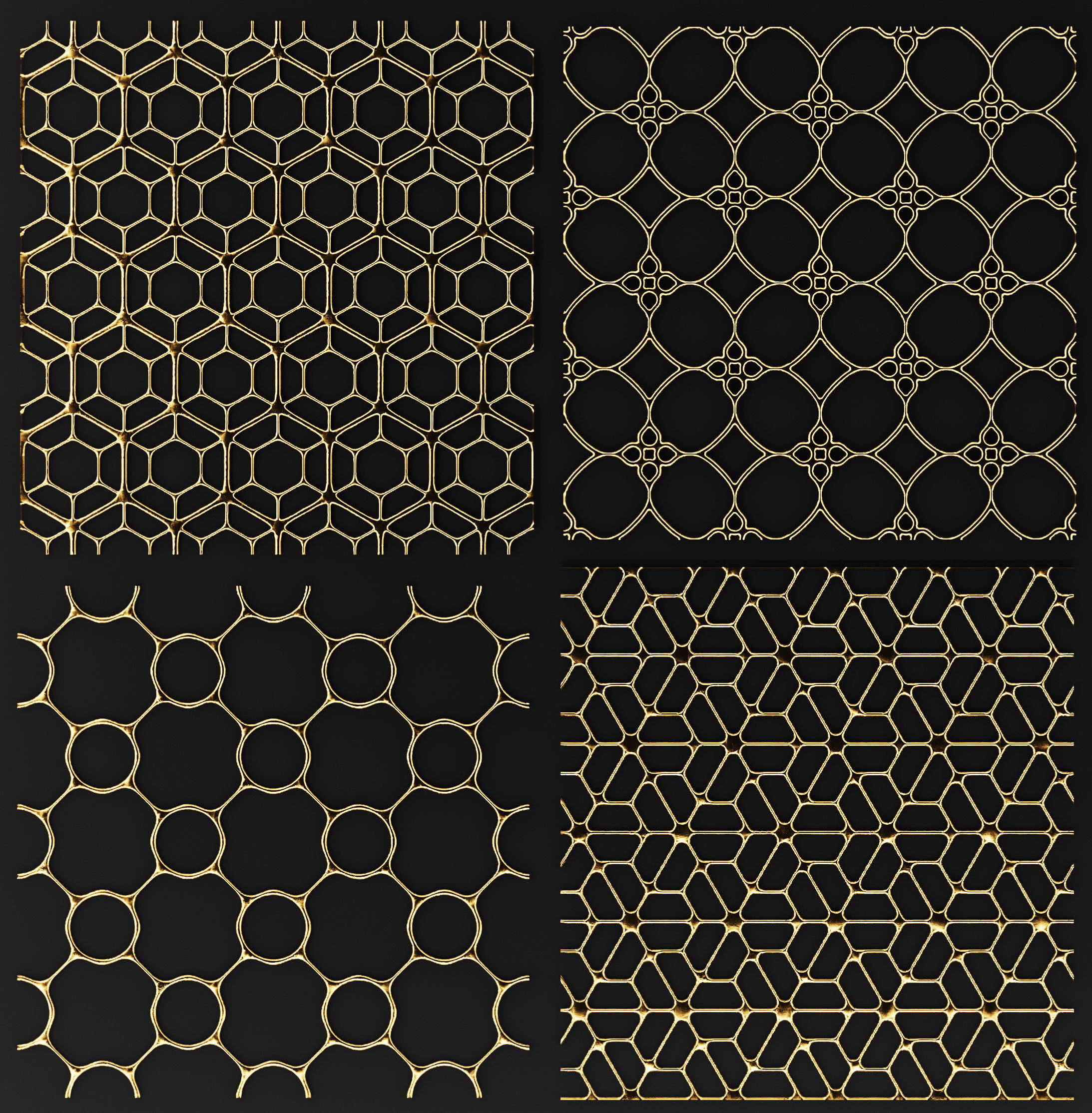 Collection of golden lattice 3D model_2