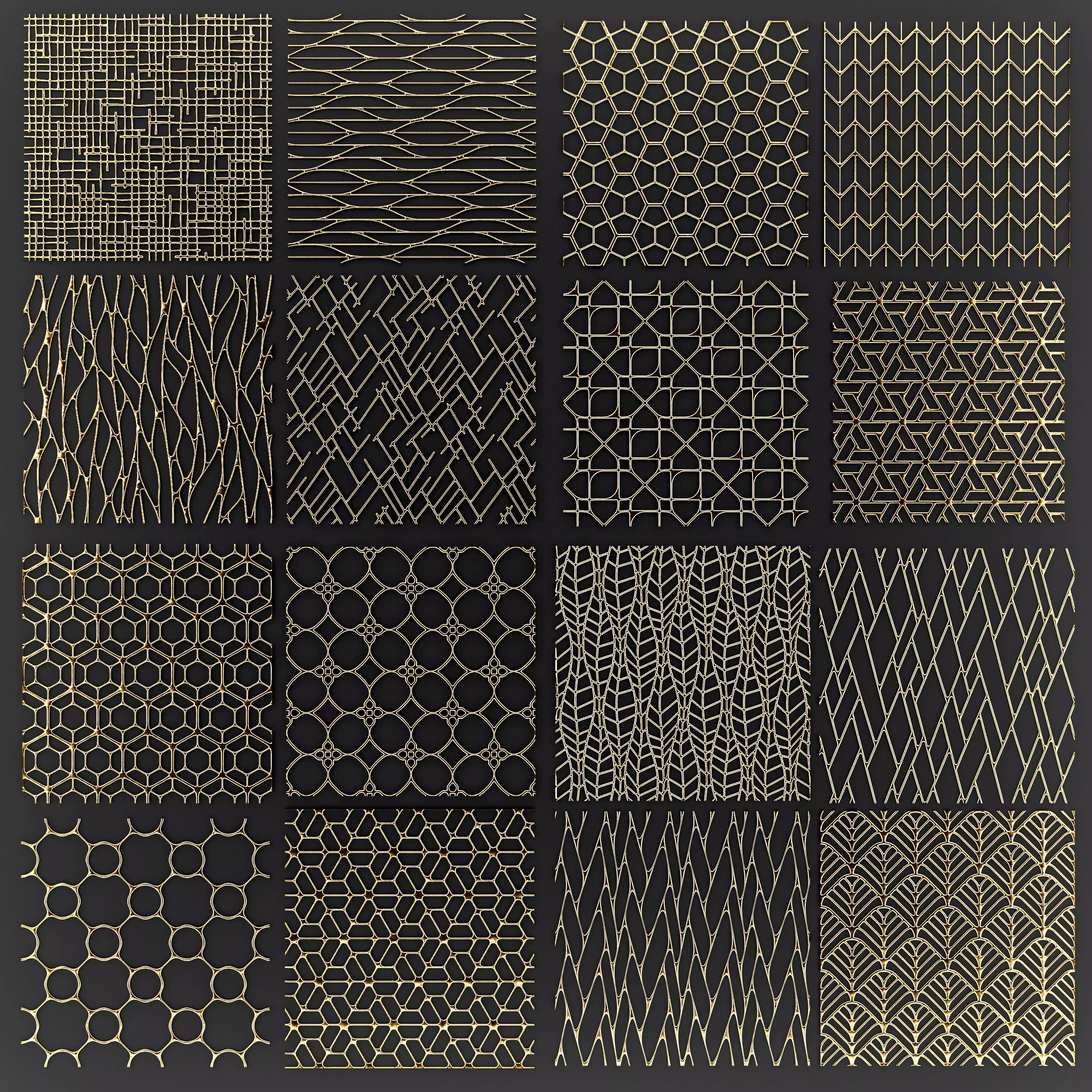 Collection of golden lattice 3D model_0