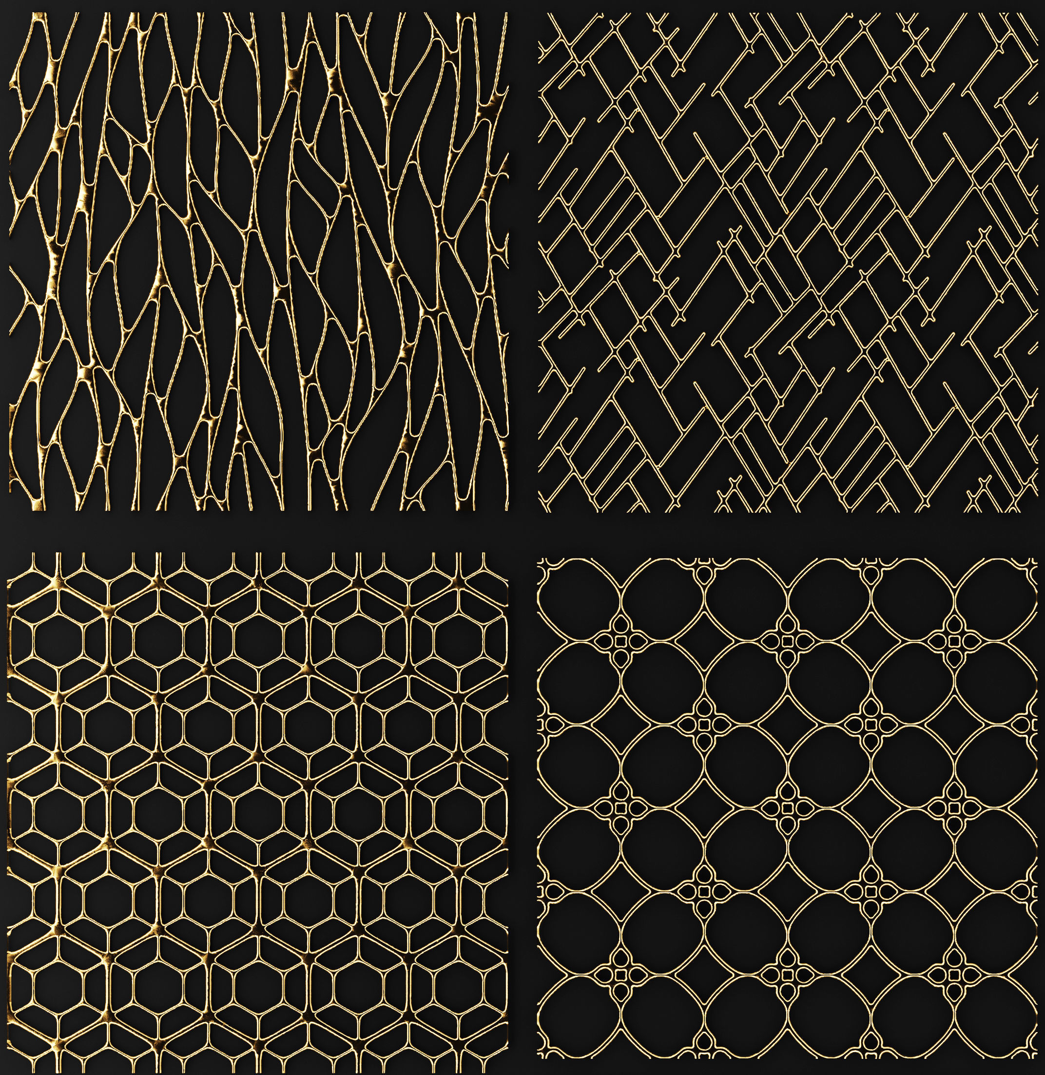 Collection of golden lattice 3D model_6