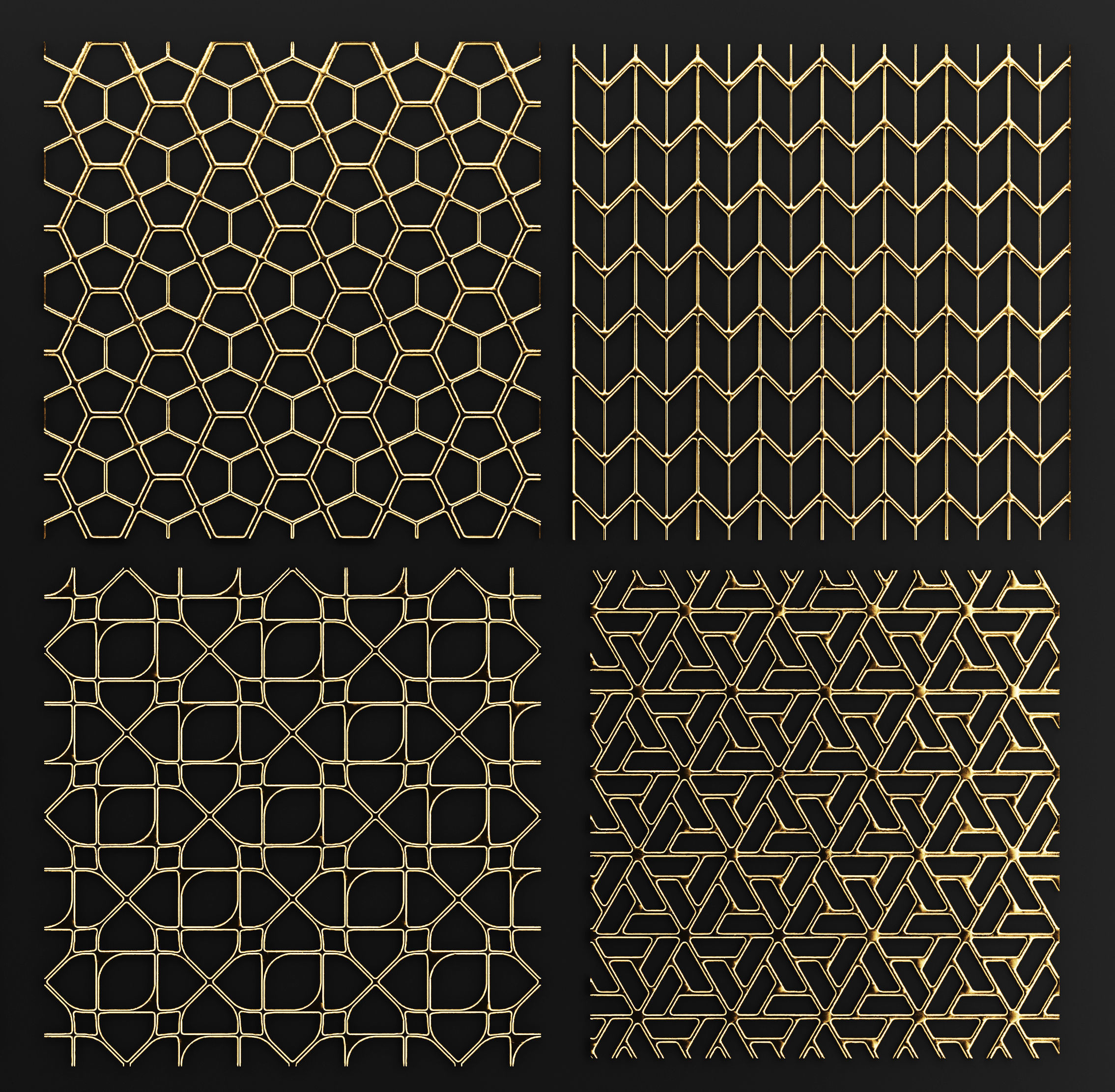 Collection of golden lattice 3D model_1