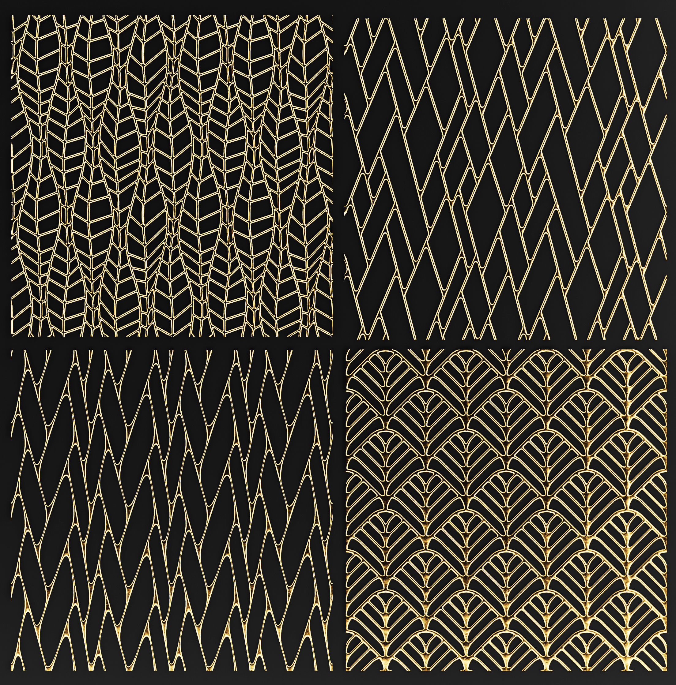 Collection of golden lattice 3D model_3