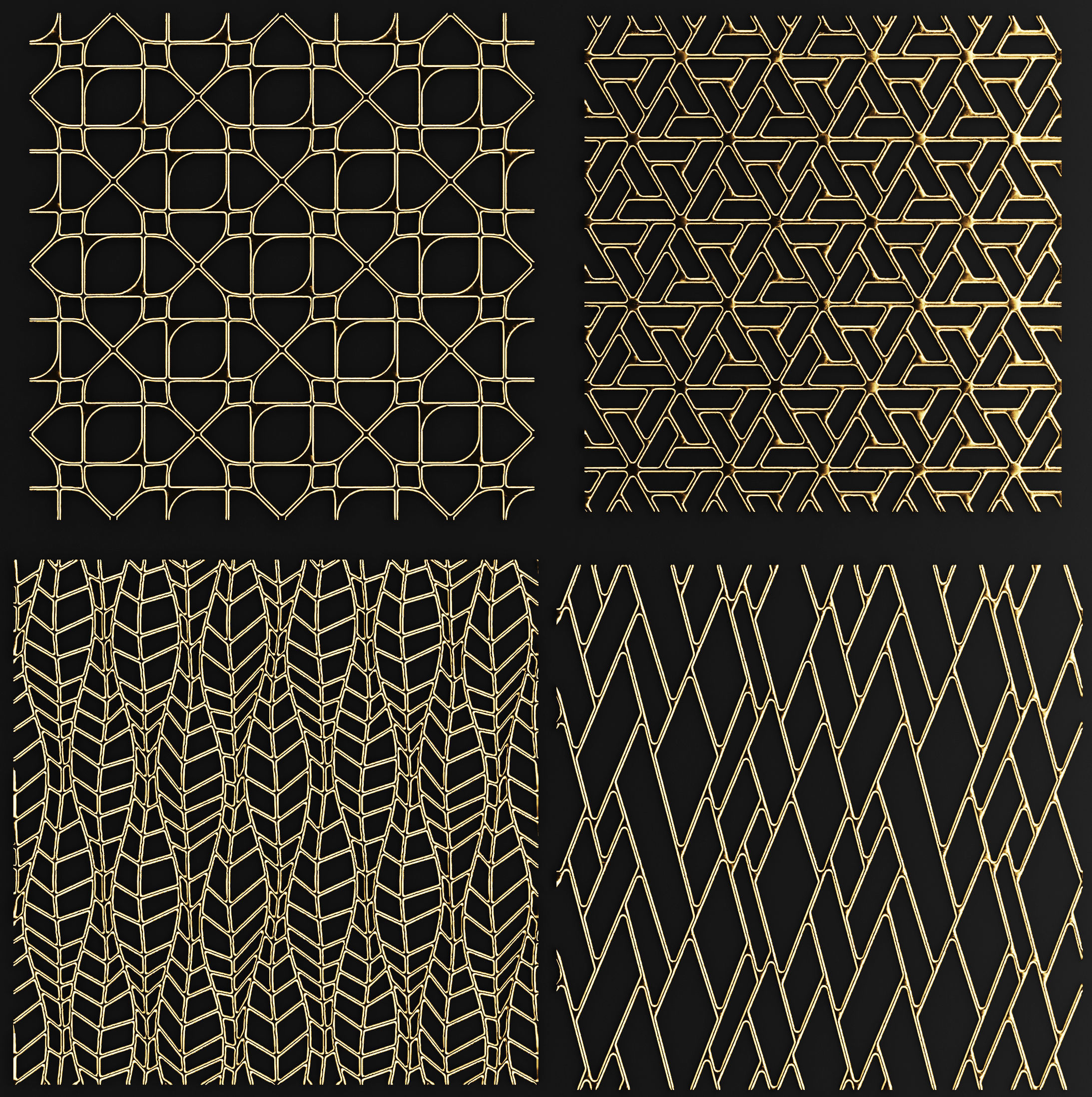 Collection of golden lattice 3D model_4