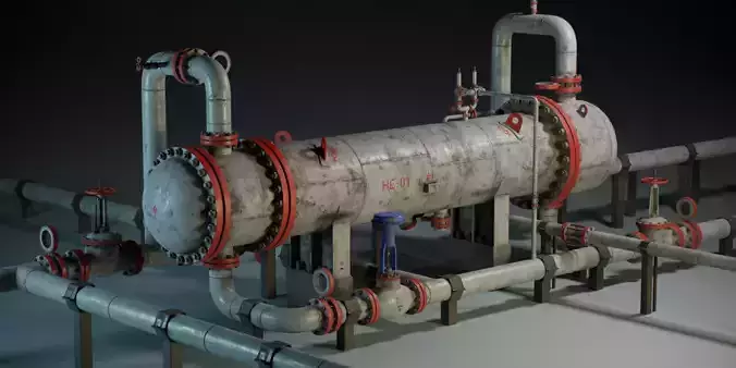 Industrial Heat Exchanger PBR Game Ready Low-poly 3D model