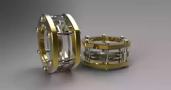 Ring two wedding rings in gold and silver Free 3D print model