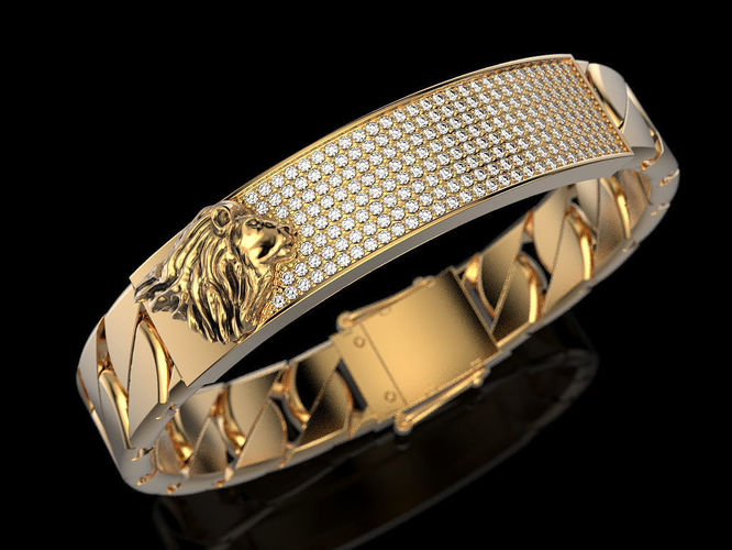 Bracelet with lion 3D print model