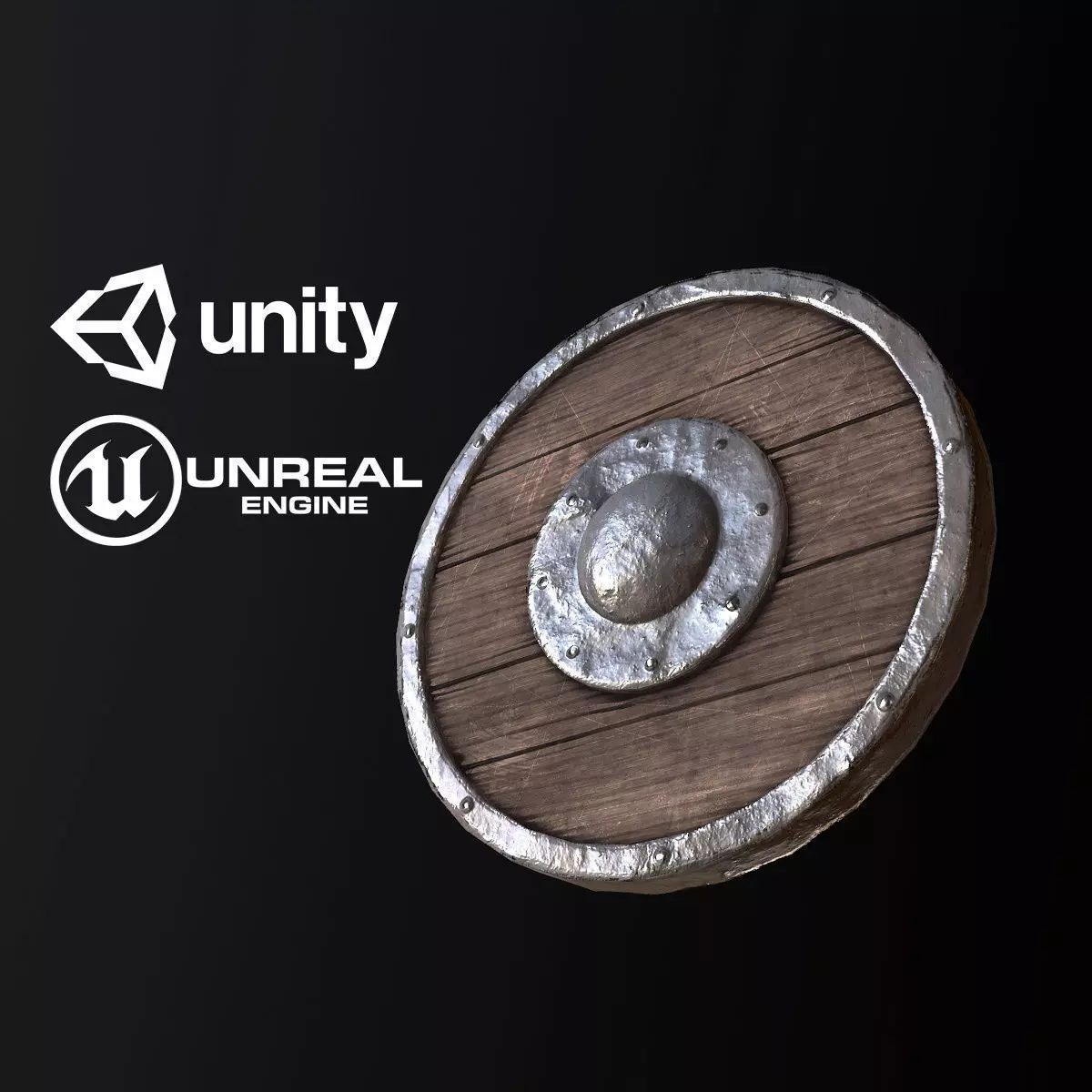 Medieval Round Shield - PBR Game Ready Low-poly 3D model_0