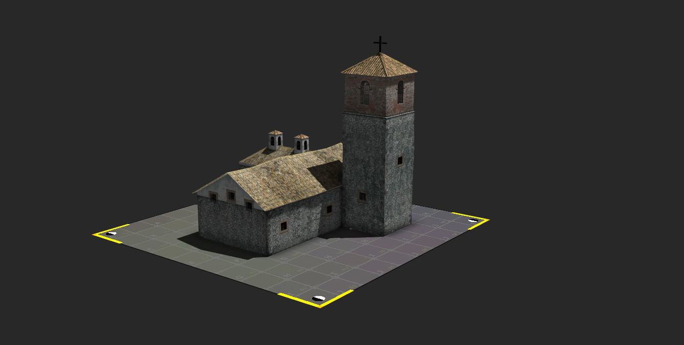 Town Photo based 20 Houses European Low-poly 3D model_19