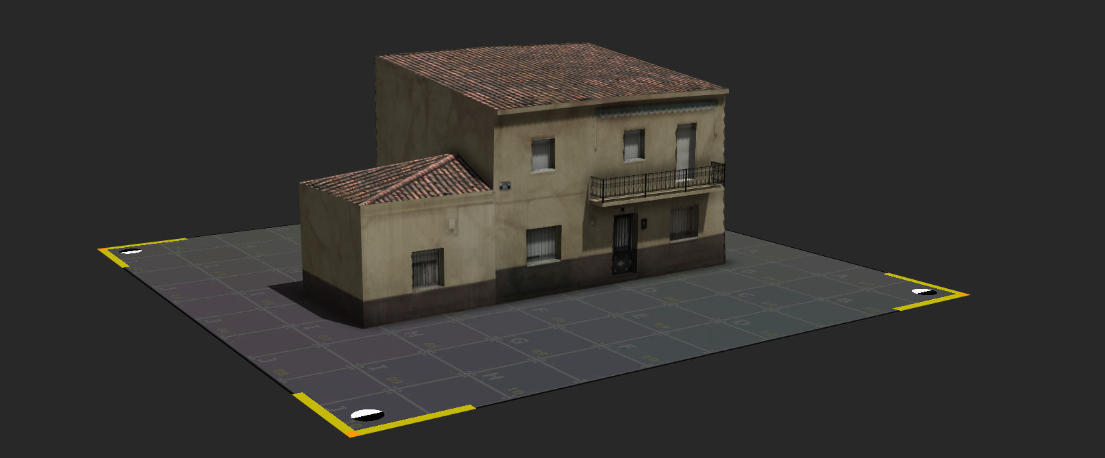 Town Photo based 20 Houses European Low-poly 3D model_2