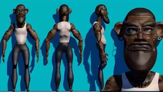 Personaje Cartoon Con Accesorios Free 3D model