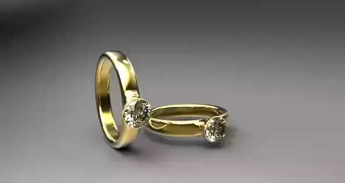 Ring two gold wedding rings Free 3D print model