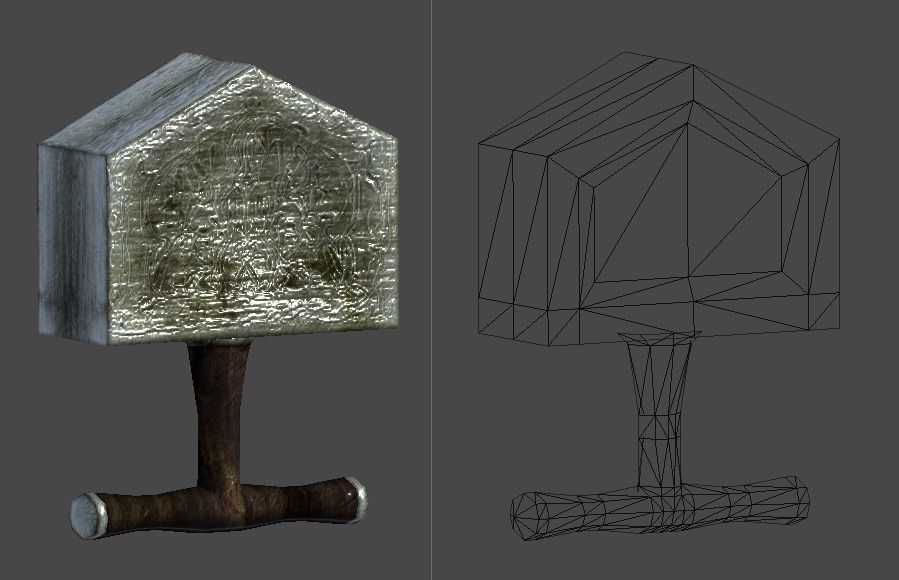 Mjolnir1 metal hammer Low-poly 3D model_6