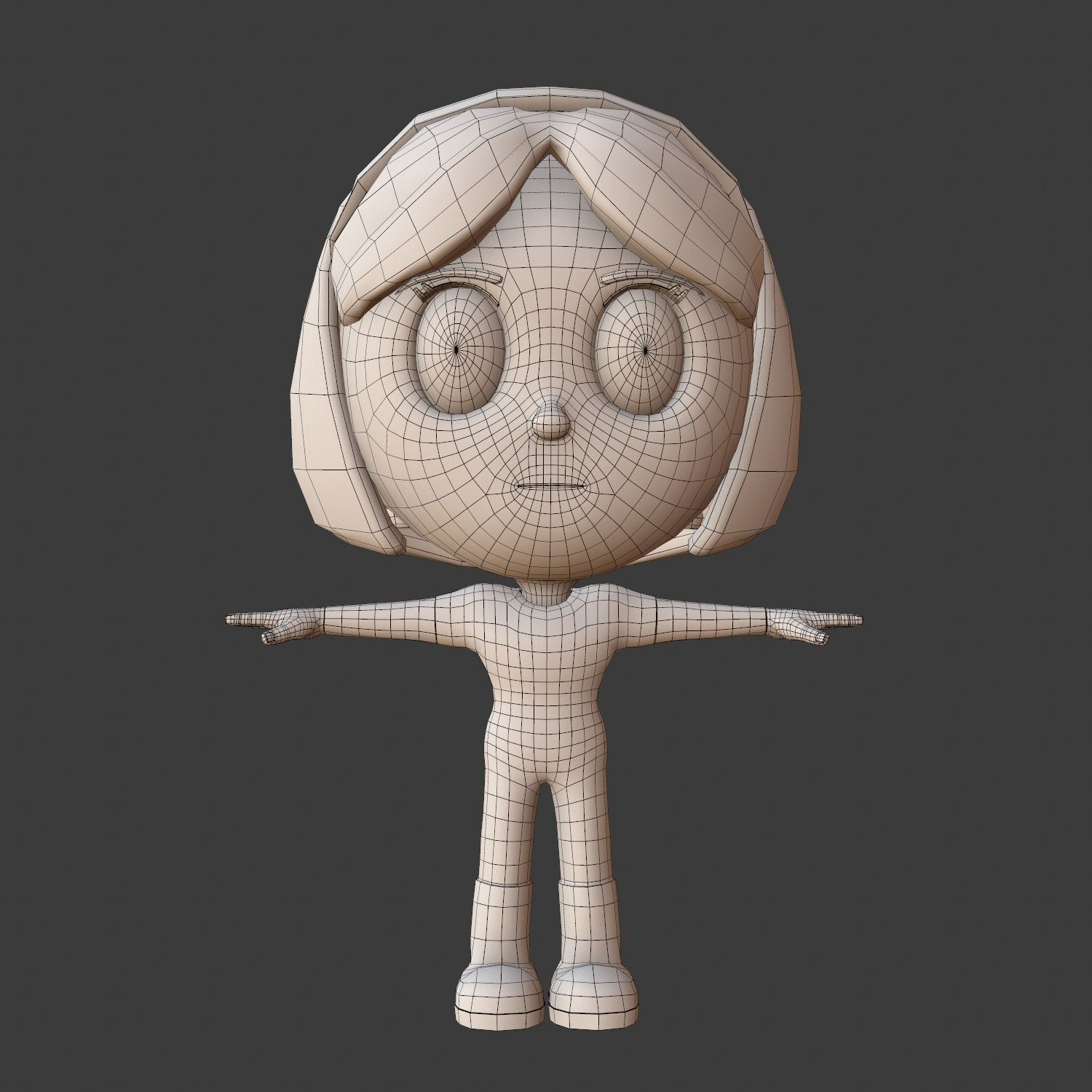 Little super hero girl cartoon style model 3D model_5