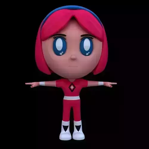 Little super hero girl cartoon style model
