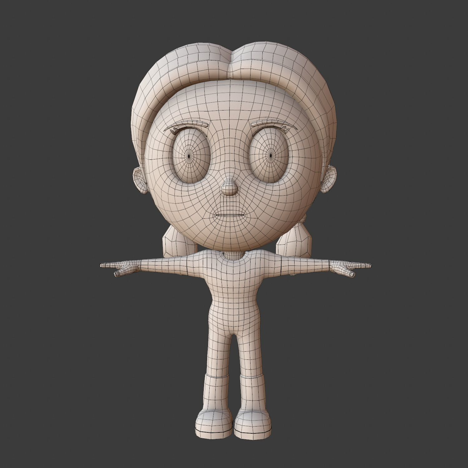 Little super hero girl cartoon style model 3D model_7