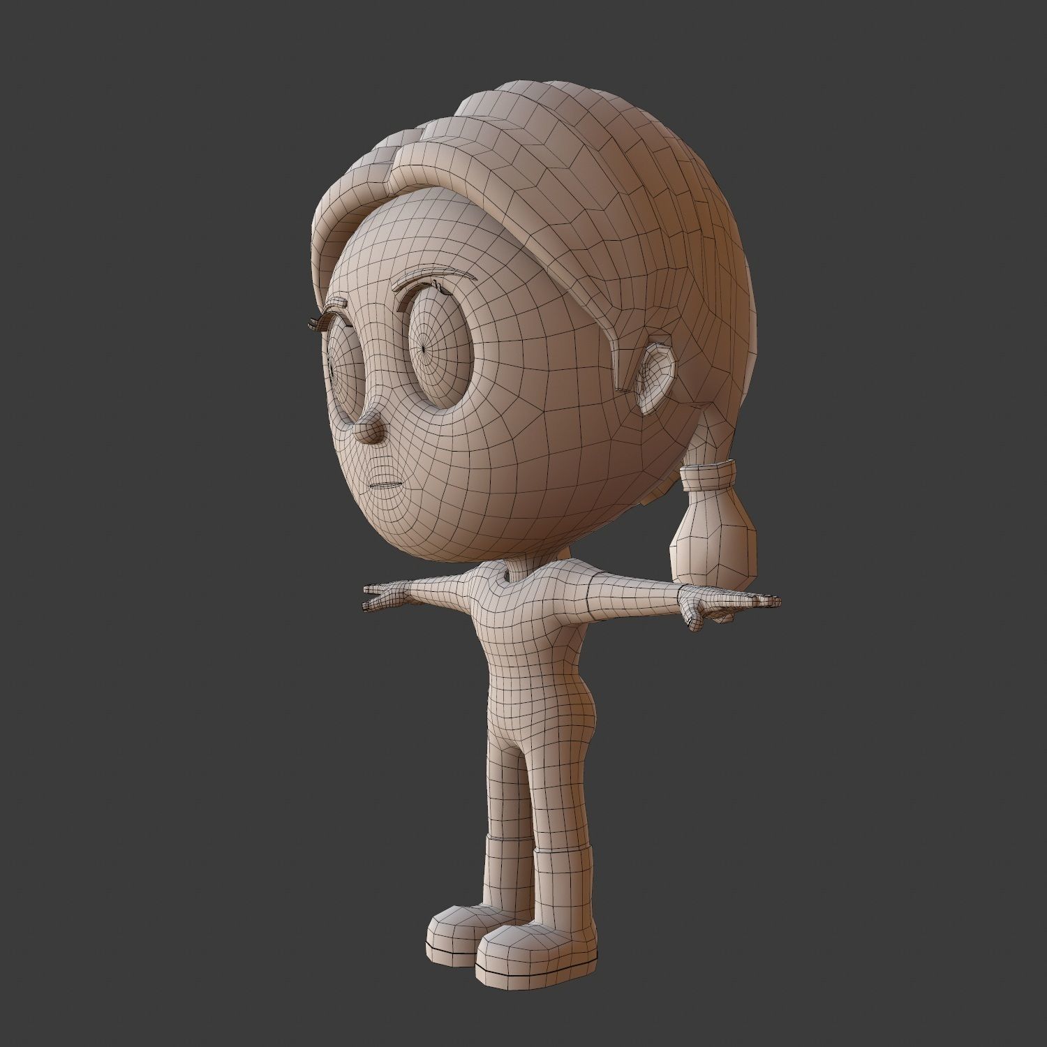 Little super hero girl cartoon style model 3D model_8