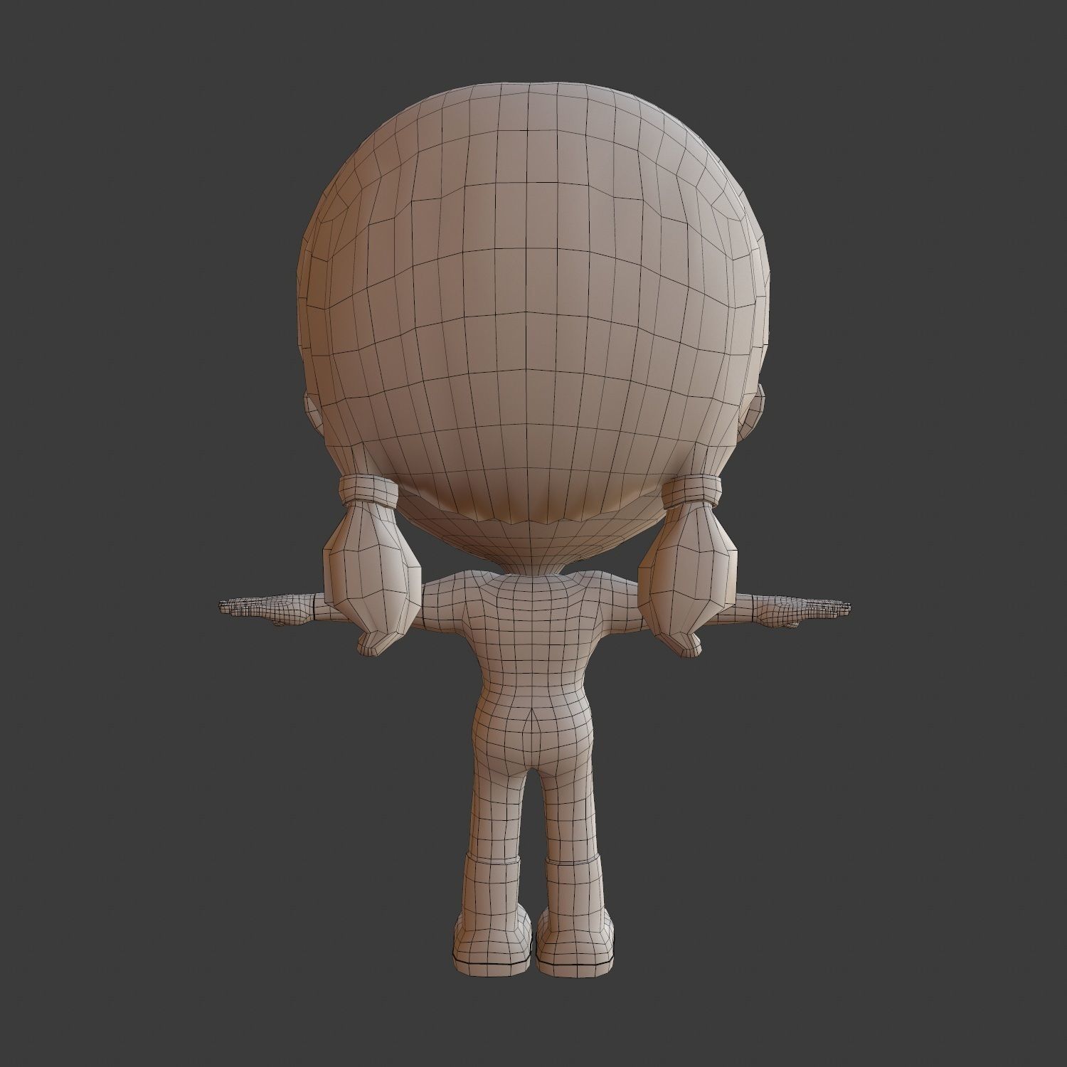 Little super hero girl cartoon style model 3D model_6