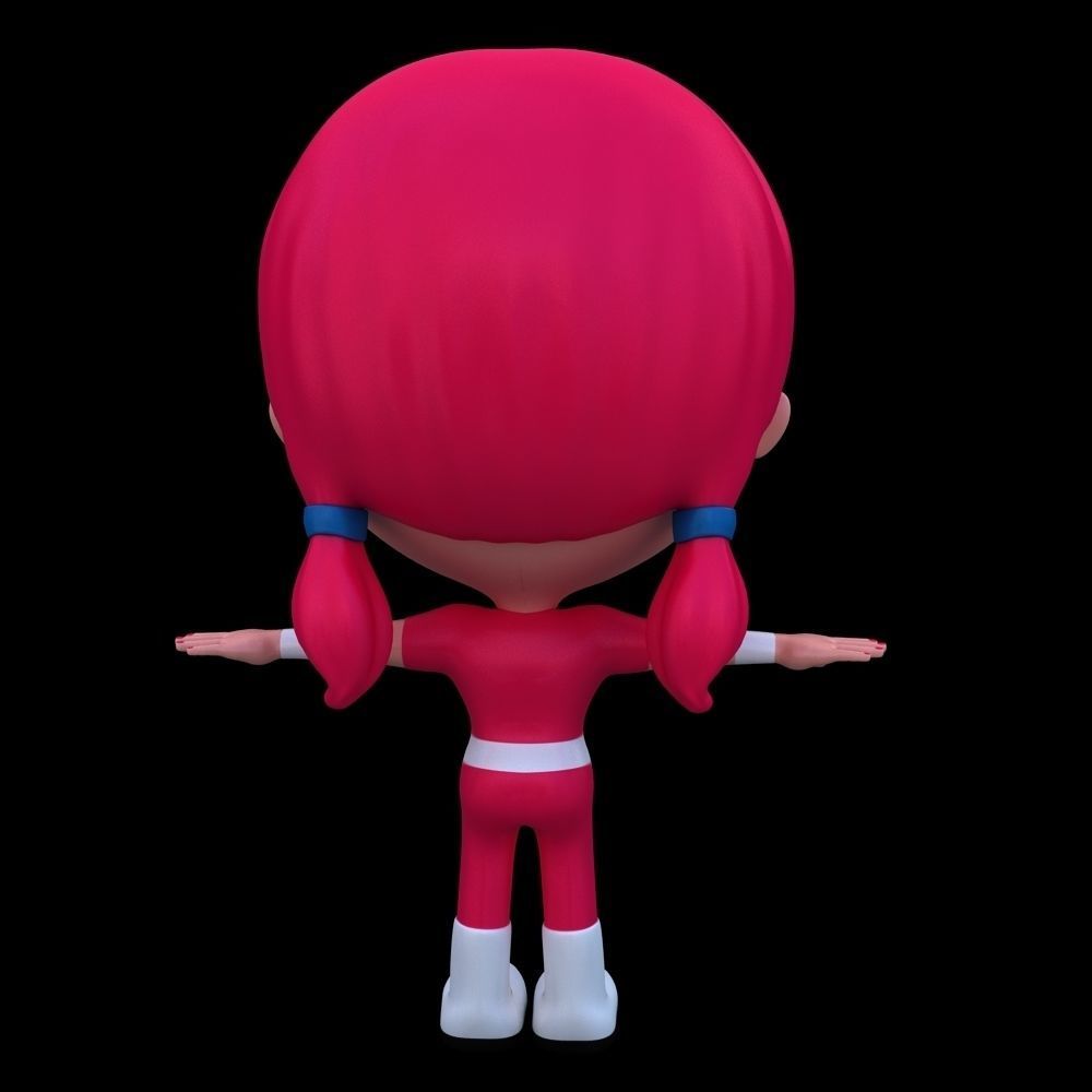 Little super hero girl cartoon style model 3D model_3
