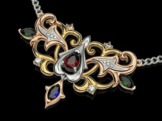 Necklaces necklace with rubies and sapphires Free 3D print model