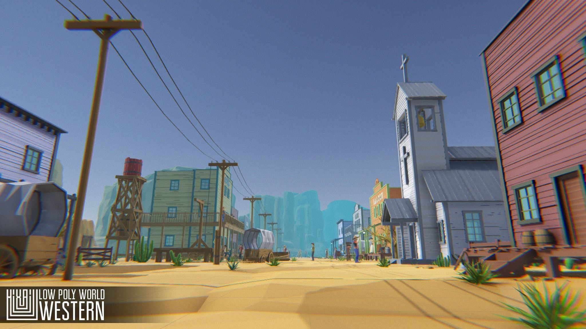 LOW POLY WORLD - WESTERN Low-poly 3D model_2