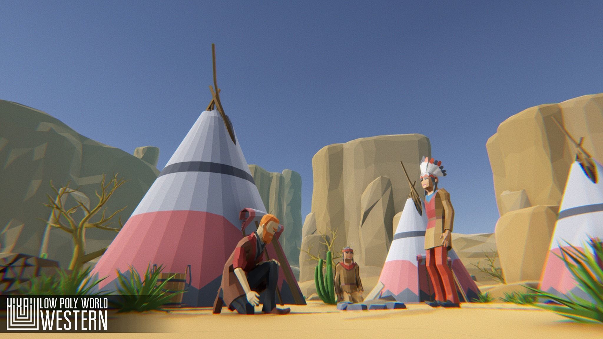 LOW POLY WORLD - WESTERN Low-poly 3D model_43