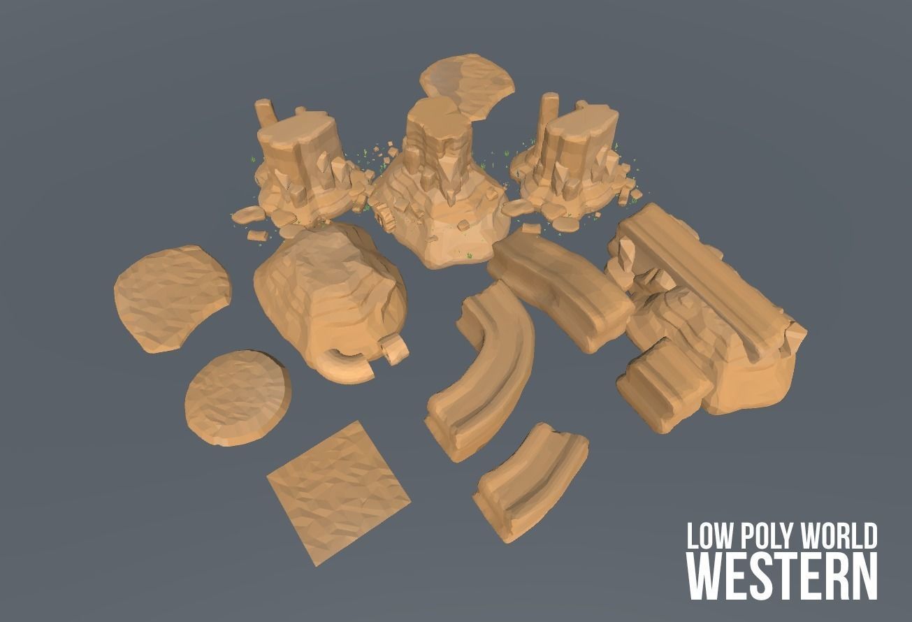 LOW POLY WORLD - WESTERN Low-poly 3D model_30